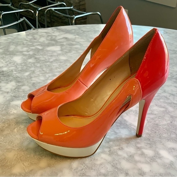 Marc Fisher Shoes - Marc Fisher Peek Toe Hot Pink/peach/white Heels